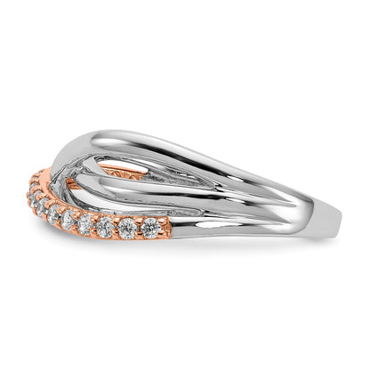 14k Rose & White Gold Real Diamond Fancy Ring