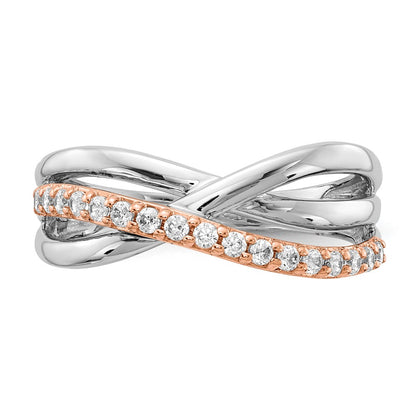14k Rose & White Gold Real Diamond Fancy Ring