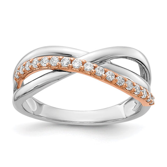 14k Rose & White Gold Real Diamond Fancy Ring