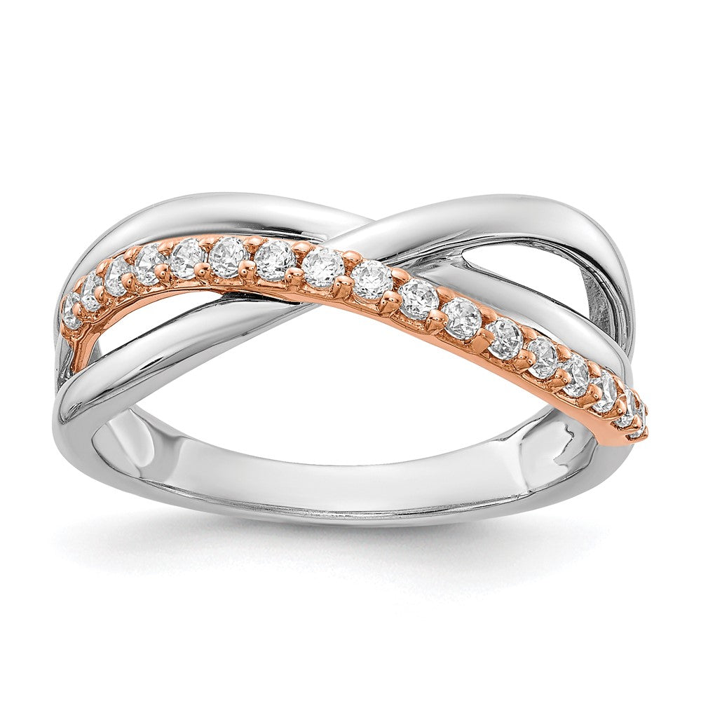 14k Rose & White Gold Real Diamond Fancy Ring