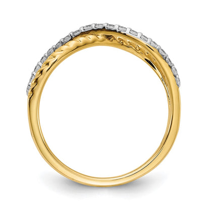 14k Yellow Gold & Rhodium Real Diamond Fancy Ring