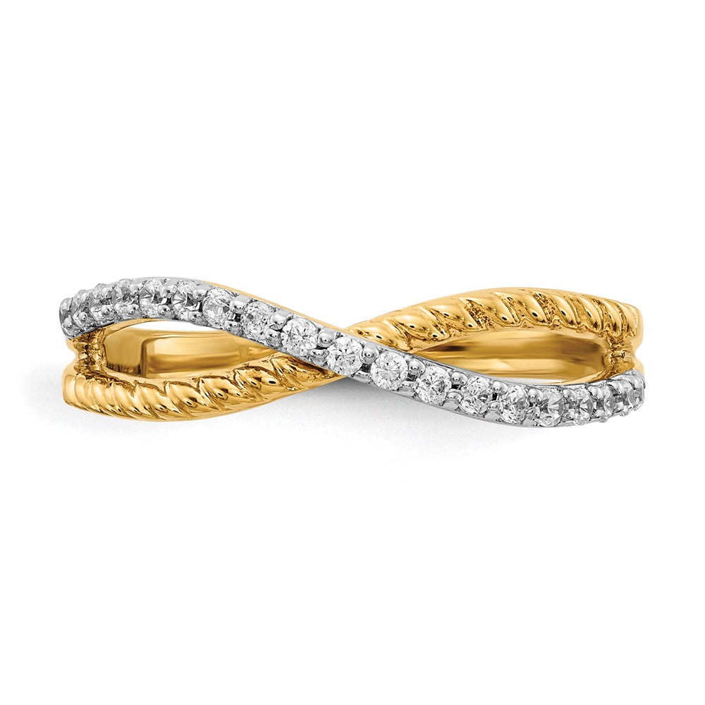 14k Yellow Gold & Rhodium Real Diamond Fancy Ring