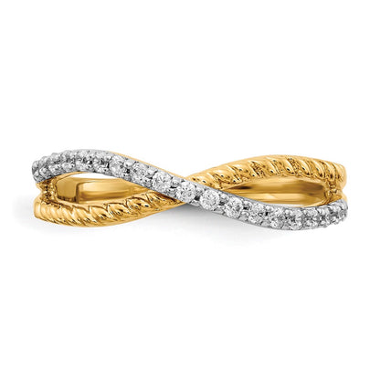 14k Yellow Gold & Rhodium Real Diamond Fancy Ring