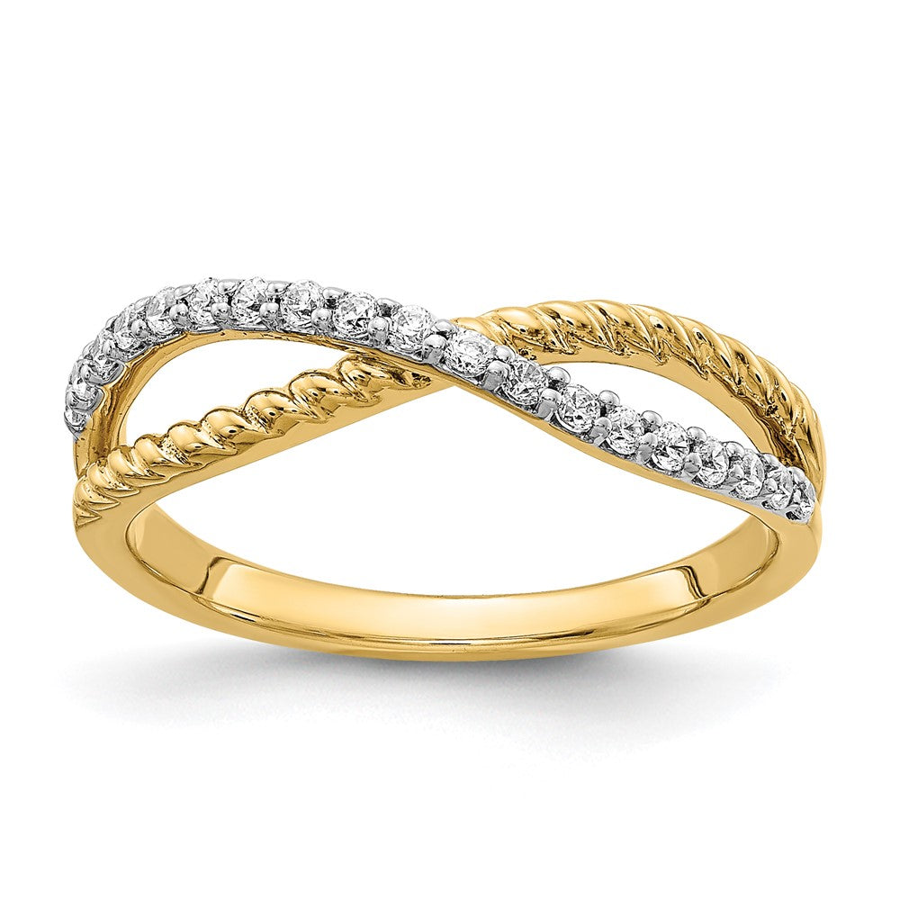 14k Yellow Gold & Rhodium Real Diamond Fancy Ring