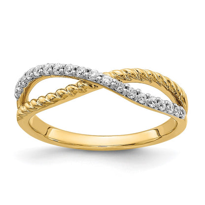 14k Yellow Gold & Rhodium Real Diamond Fancy Ring