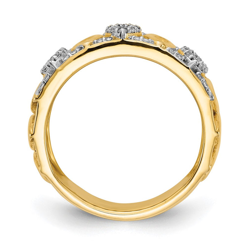 14K Yellow Gold Real Diamond Fancy Ring