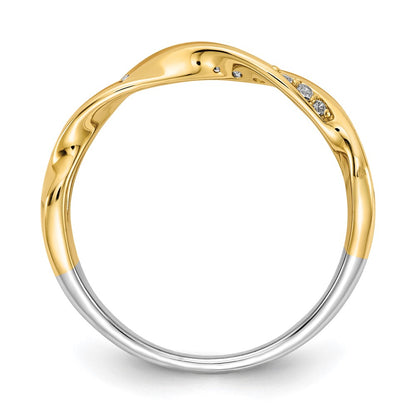 14k Tri-color Gold Real Diamond Fancy Triple Twist Ring