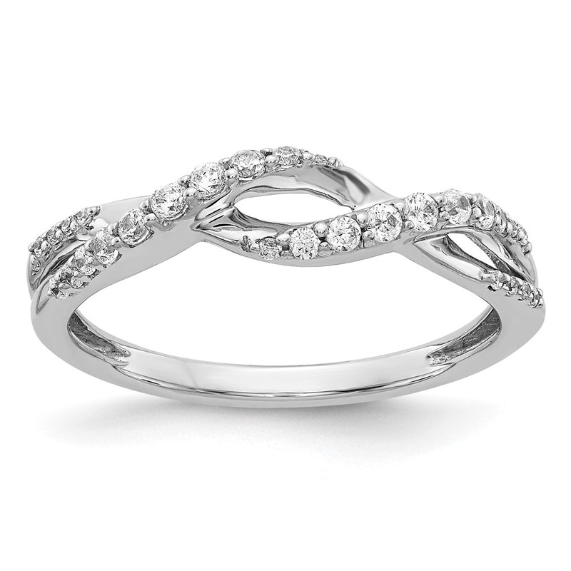 14k White Gold Real Diamond Fancy Twist Ring