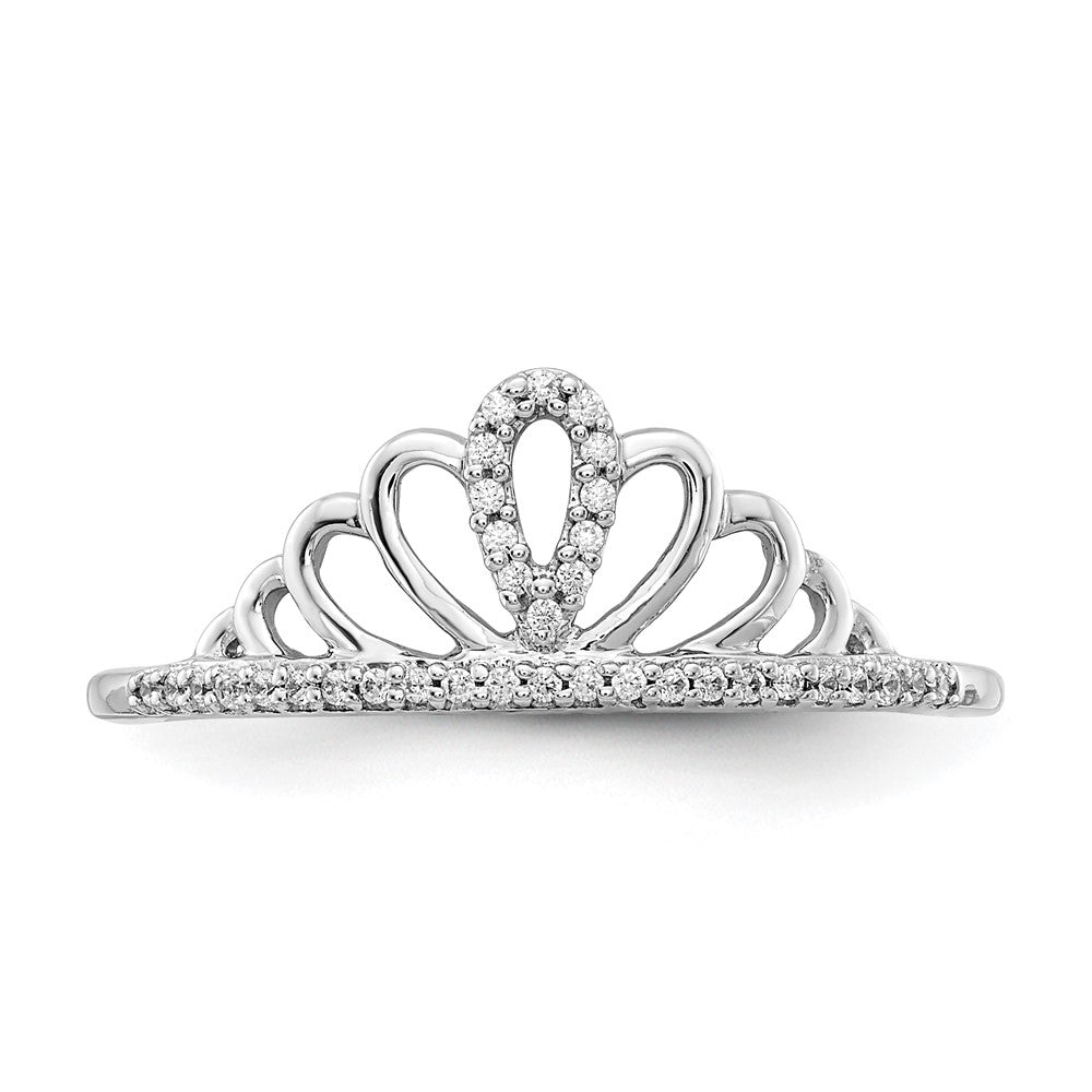 14k White Gold Real Diamond Tiara Ring