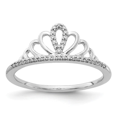 14k White Gold Real Diamond Tiara Ring