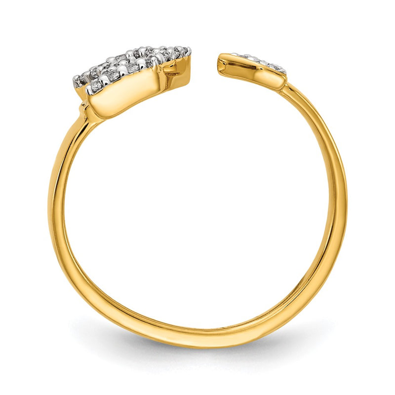 14K Yellow Gold Real Diamond Fancy Arrow Ring