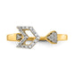 14K Yellow Gold Real Diamond Fancy Arrow Ring