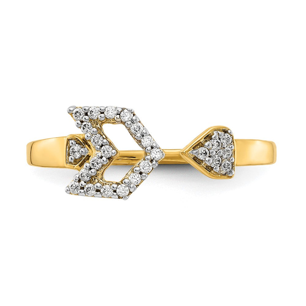 14K Yellow Gold Real Diamond Fancy Arrow Ring