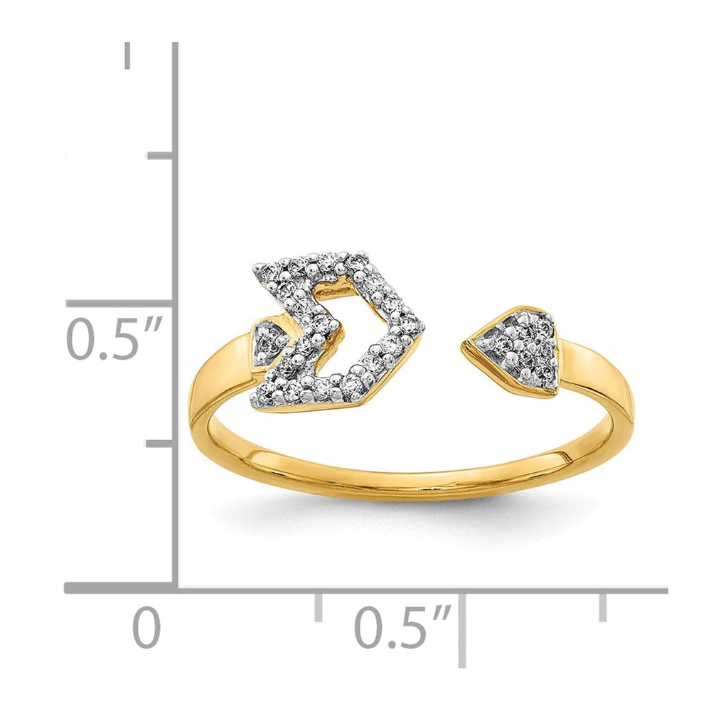 14K Yellow Gold Real Diamond Fancy Arrow Ring