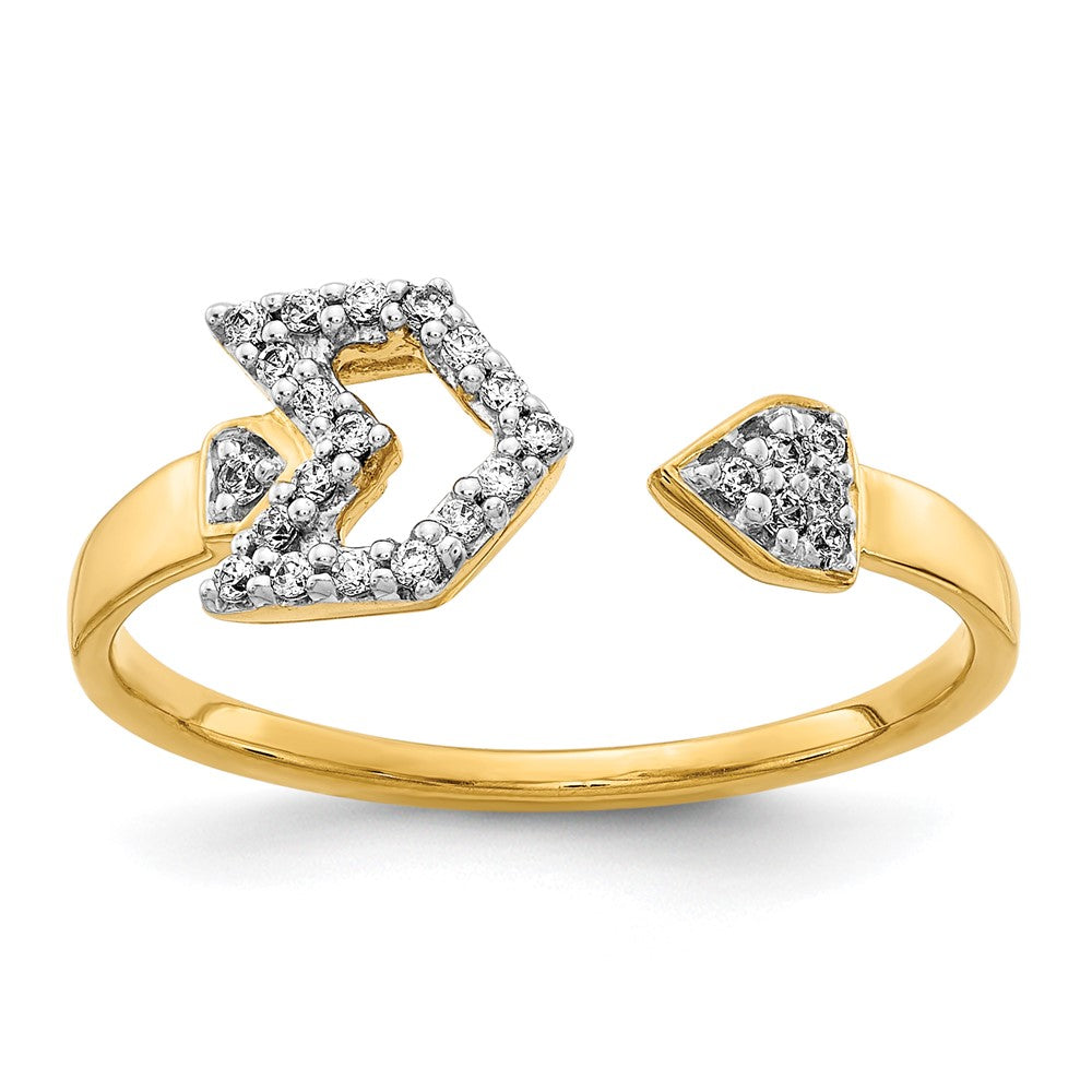 14K Yellow Gold Real Diamond Fancy Arrow Ring