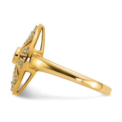 14K Yellow Gold Real Diamond Vintage Ring
