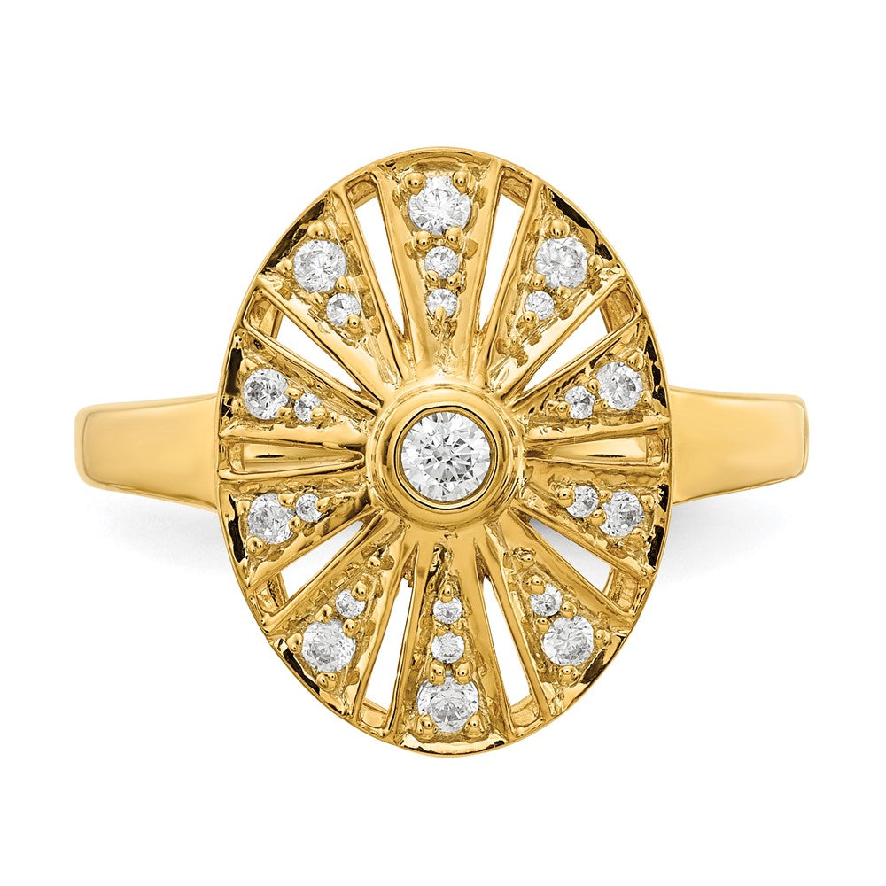 14K Yellow Gold Real Diamond Vintage Ring