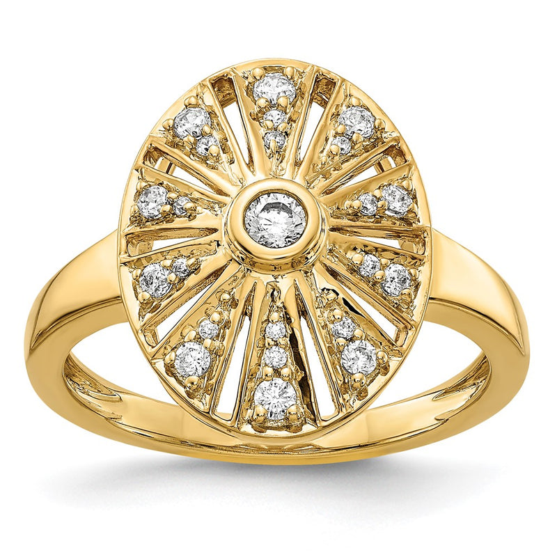 14K Yellow Gold Real Diamond Vintage Ring