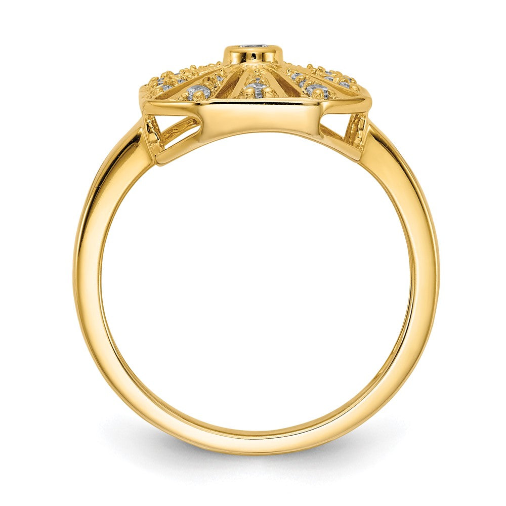 14K Yellow Gold Real Diamond Vintage Ring