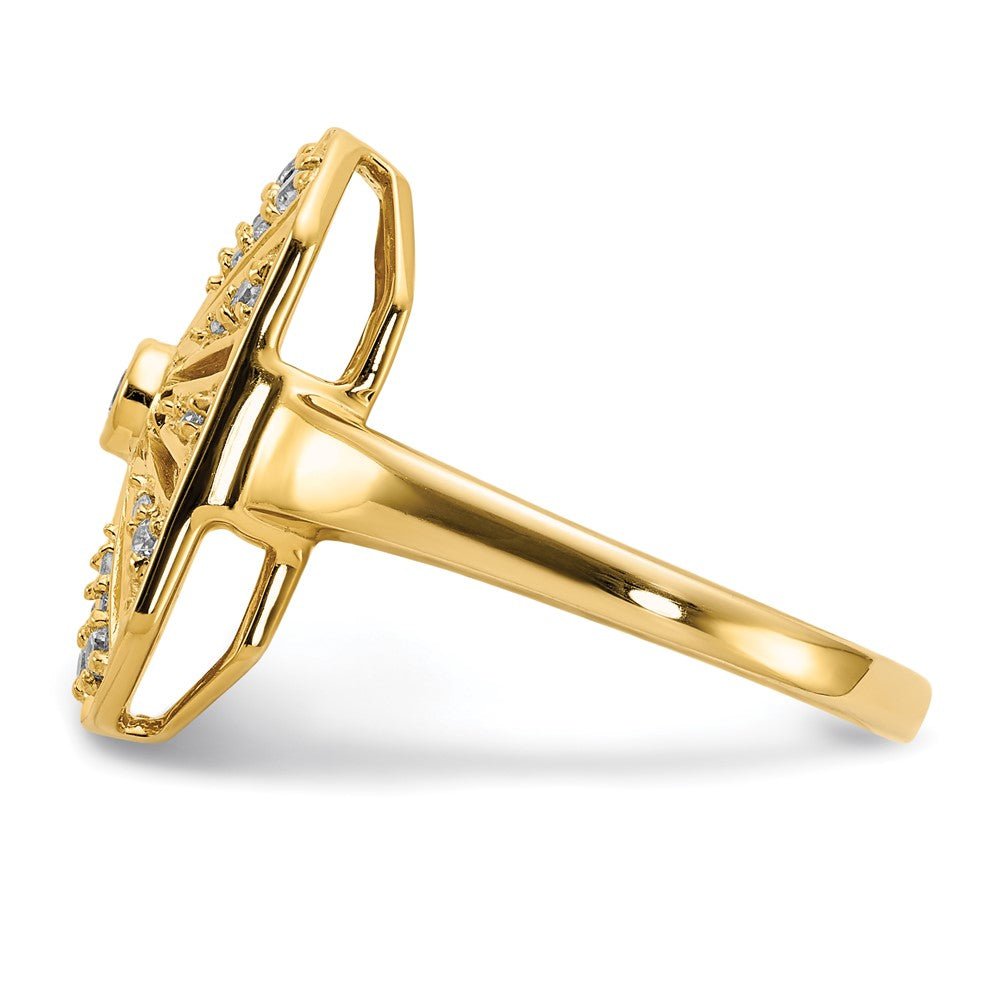 14K Yellow Gold Real Diamond Vintage Ring