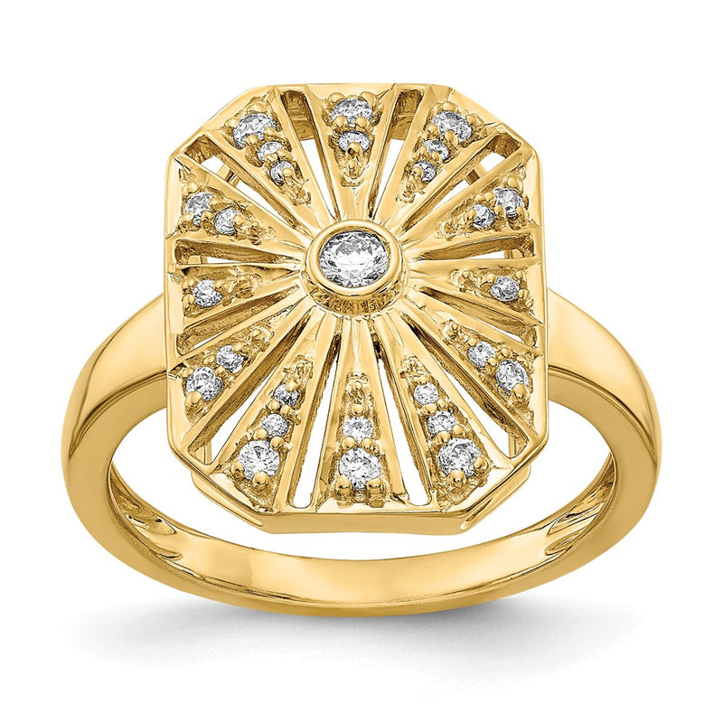 14K Yellow Gold Real Diamond Vintage Ring