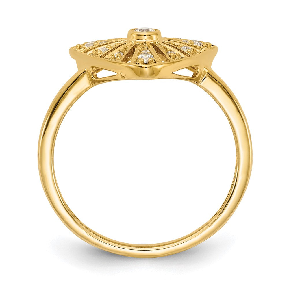 14K Yellow Gold Real Diamond Vintage Ring