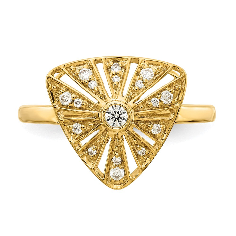 14K Yellow Gold Real Diamond Vintage Ring