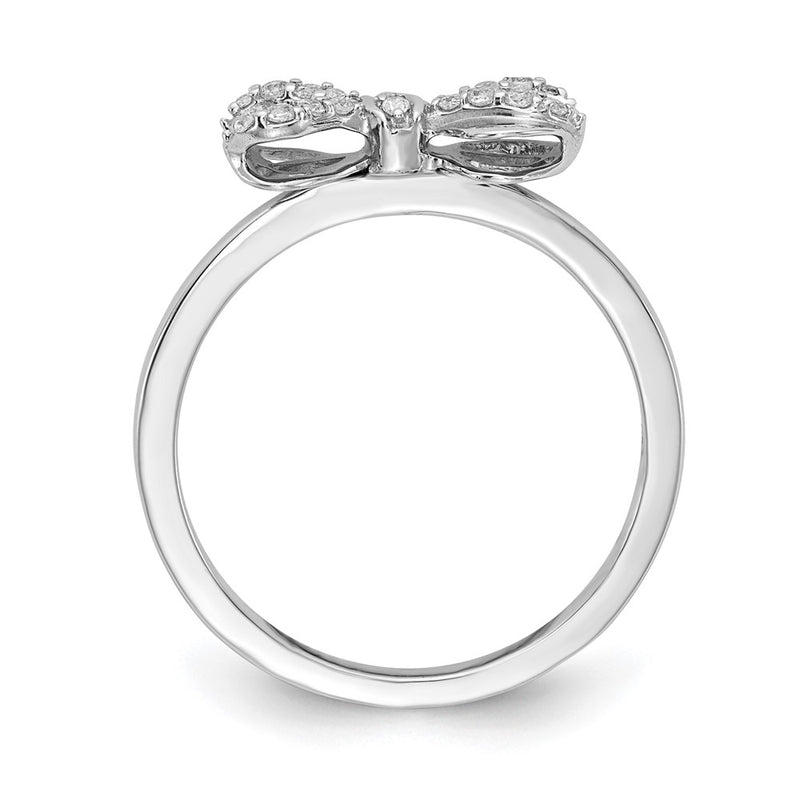 14k White Gold Real Diamond Bow Ring