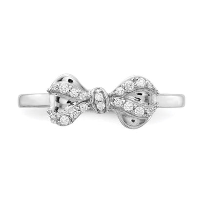 14k White Gold Real Diamond Bow Ring