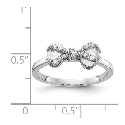 14k White Gold Real Diamond Bow Ring