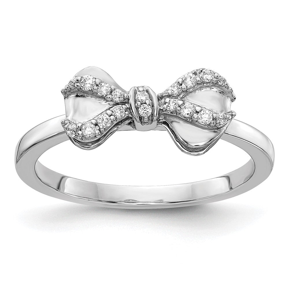 14k White Gold Real Diamond Bow Ring