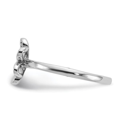 14k White Gold Real Diamond Fancy Clover Ring