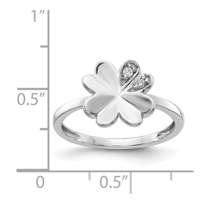 14k White Gold Real Diamond Fancy Clover Ring