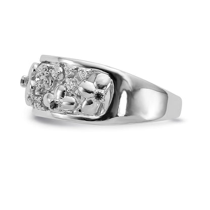 14k White Gold Real Diamond and Ruby Flower Ring