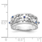 14k White Gold Real Diamond and Sapphire Flower Ring
