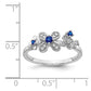 14k White Gold Real Diamond & Sapphire Flower Ring