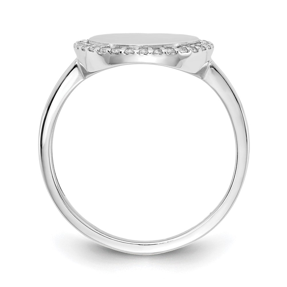 14k White Gold Real Diamond Engraveable Circle Ring