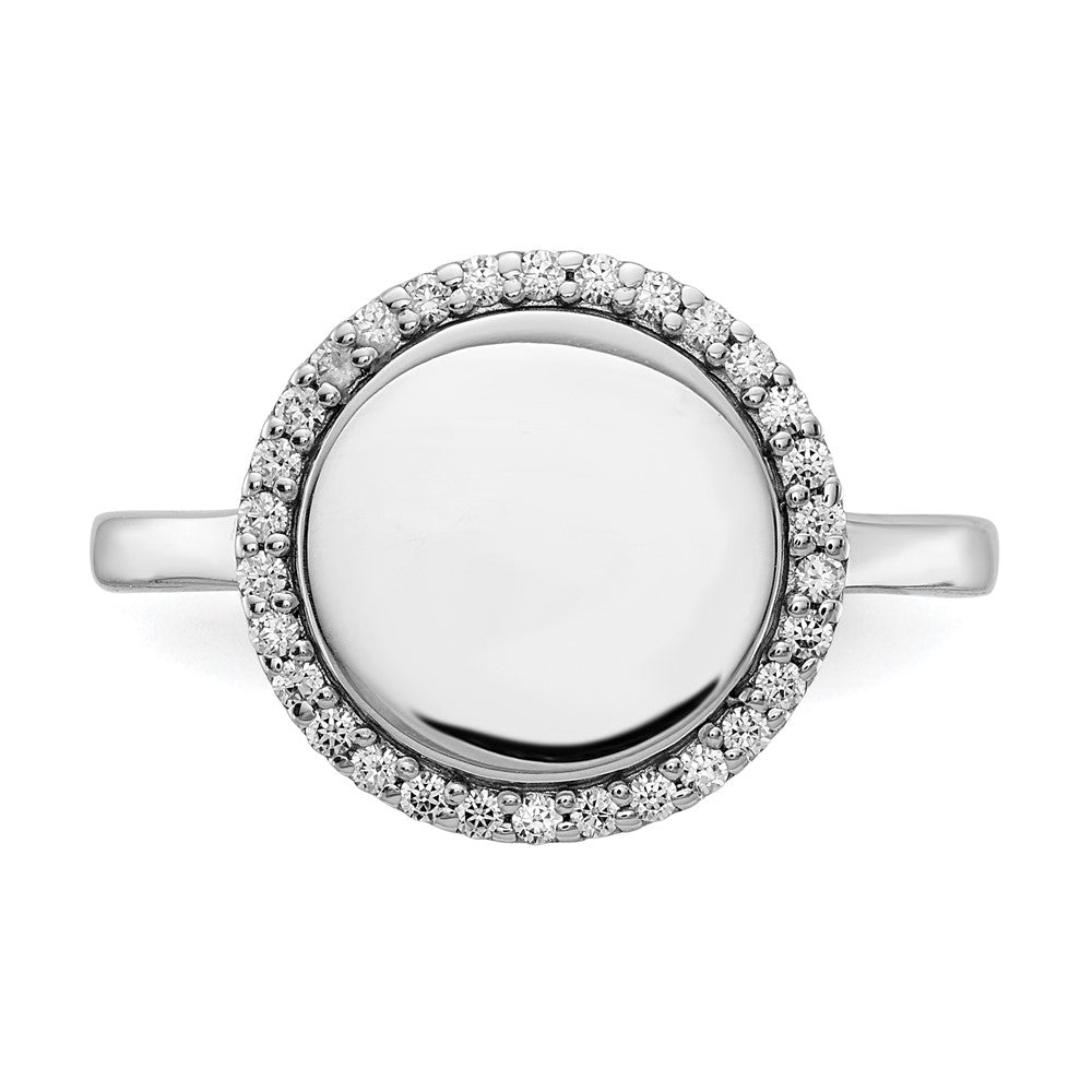 14k White Gold Real Diamond Engraveable Circle Ring