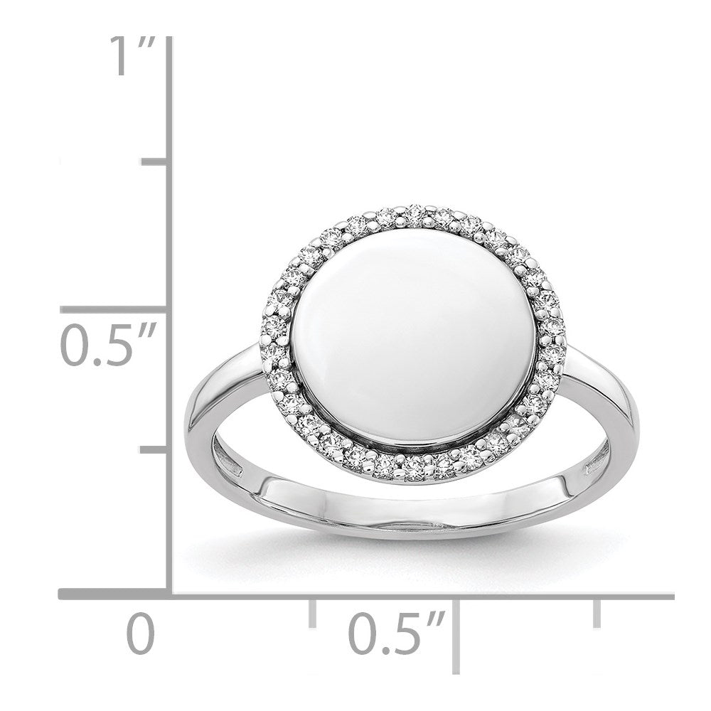 14k White Gold Real Diamond Engraveable Circle Ring
