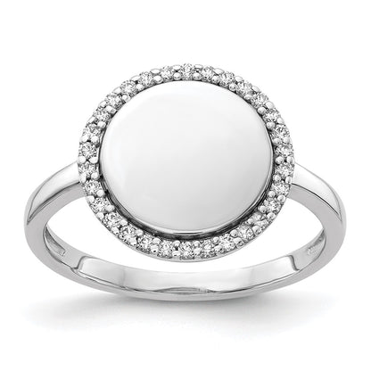 14k White Gold Real Diamond Engraveable Circle Ring