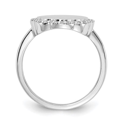 14k White Gold Real Diamond Engraveable Scalloped Ring