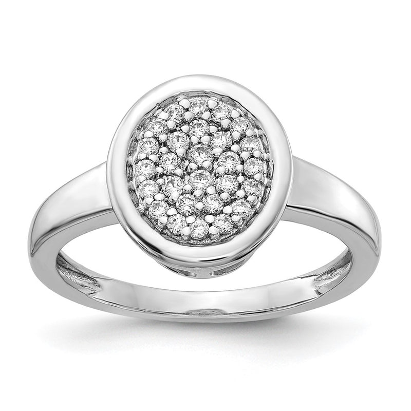 14k White Gold Real Diamond Fancy Oval Ring
