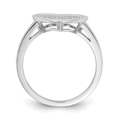 14k White Gold Real Diamond Fancy Heart Ring