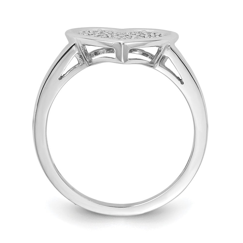 14k White Gold Real Diamond Fancy Heart Ring