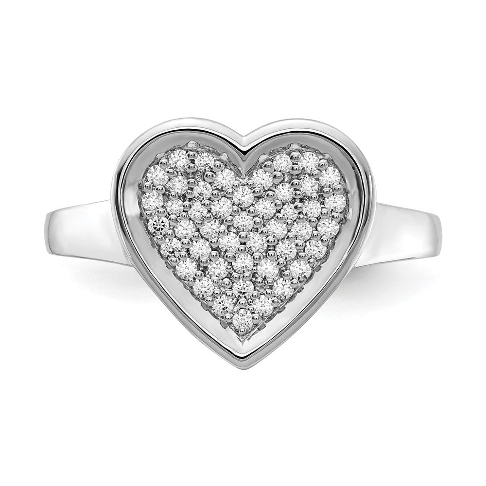 14k White Gold Real Diamond Fancy Heart Ring