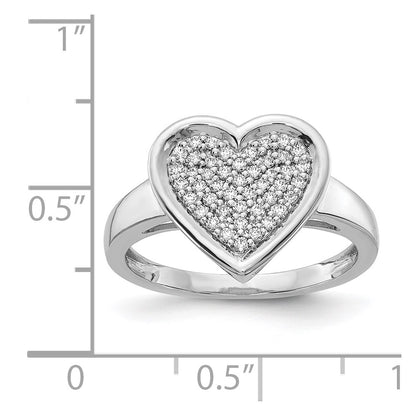14k White Gold Real Diamond Fancy Heart Ring
