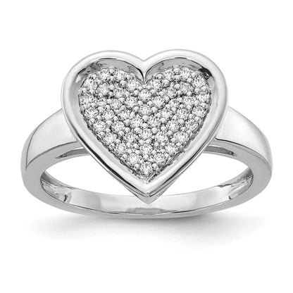 14k White Gold Real Diamond Fancy Heart Ring
