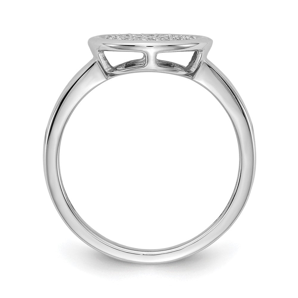 14k White Gold Real Diamond Fancy Circle Ring
