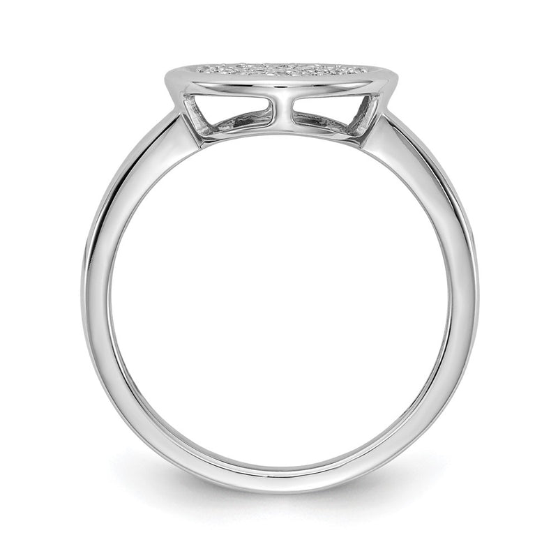 14k White Gold Real Diamond Fancy Circle Ring
