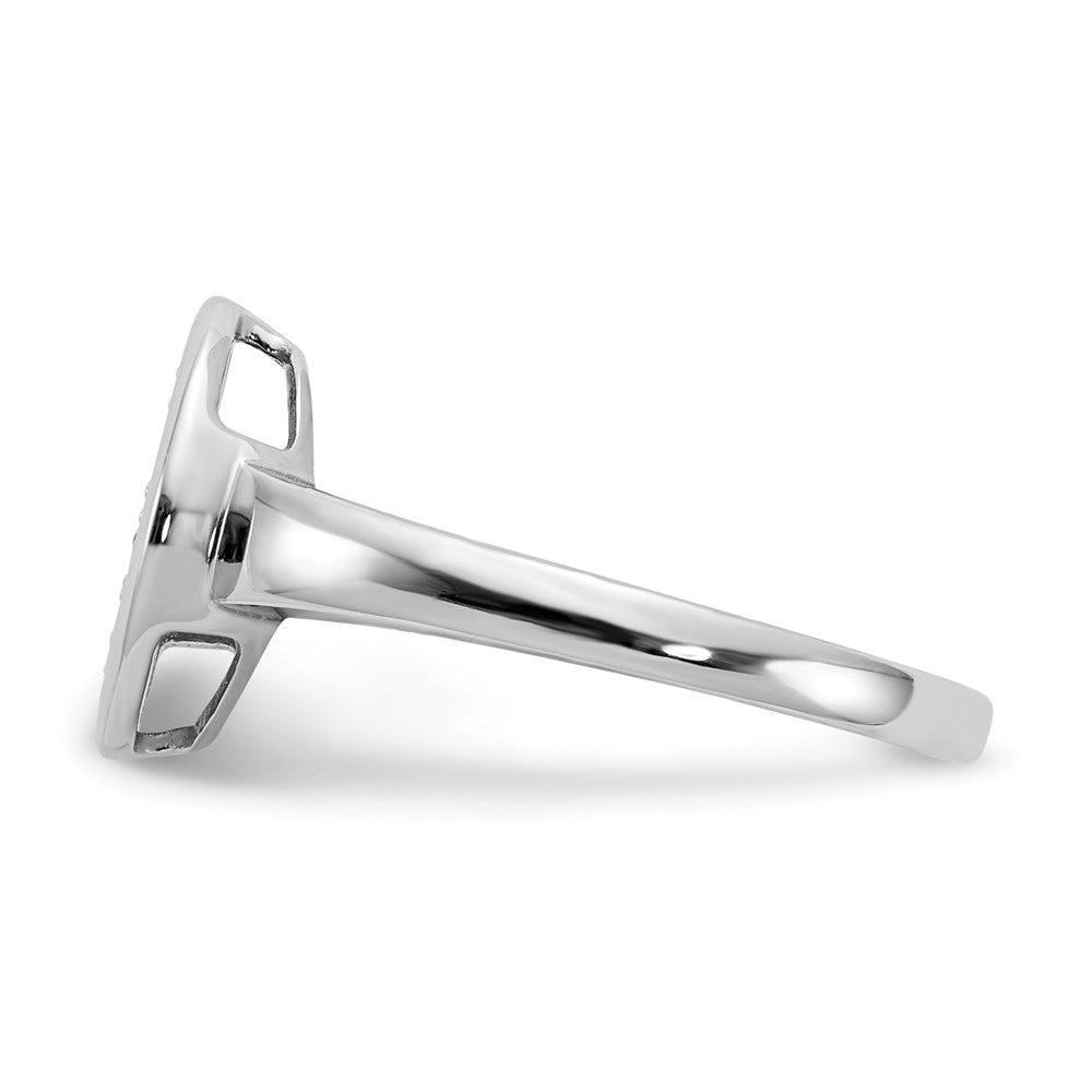 14k White Gold Real Diamond Fancy Circle Ring
